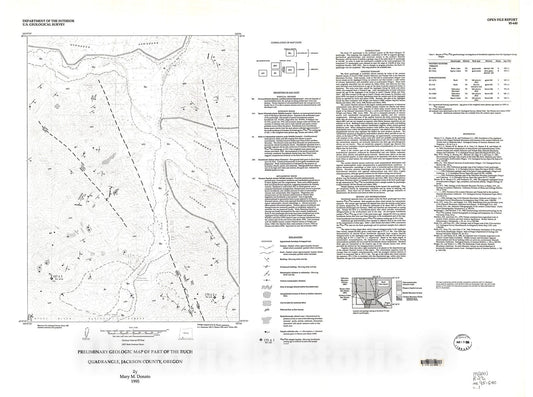 Map : Preliminary geologic map of part of the Ruch quadrangle, Jackson County, Oregon, 1995 Cartography Wall Art :