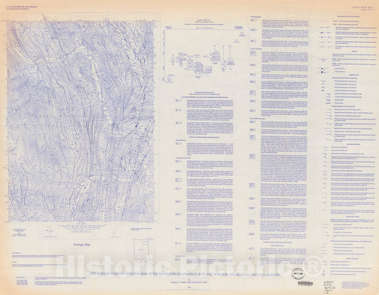 Map : Preliminary bedrock geologic map of the Rochester quadrangle, Rutland, Windsor and Addison Counties, Vermont, 1996 Cartography Wall Art :