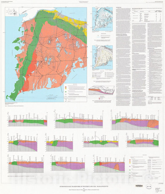 Map : Hydrogeologic framework of western Cape Cod, Massachusetts, 1996 Cartography Wall Art :