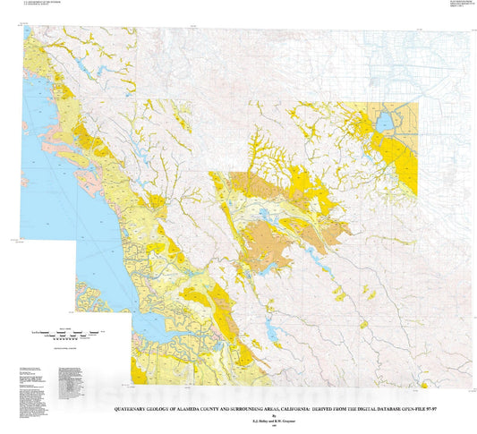 Map : Quaternary geology of Alameda County and parts of Contra Costa, Santa Clara, San Mateo, San Francisco, Stanislaus, and San Joaquin Counties, California, 1997 Cartography Wall Art :