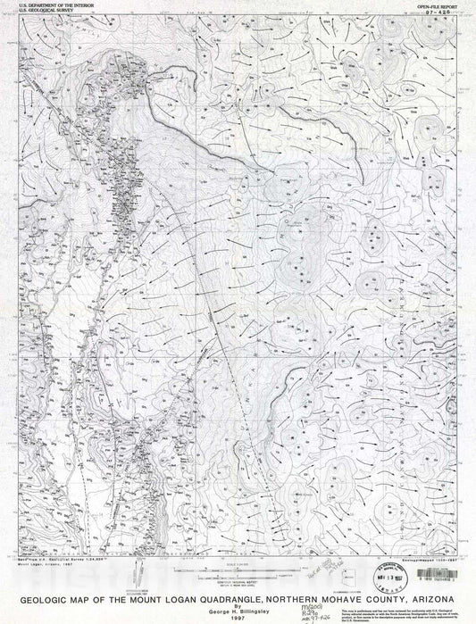 Map : Geologic map of the Mount Logan quadrangle, northern Mohave County, Arizona, 1997 Cartography Wall Art :