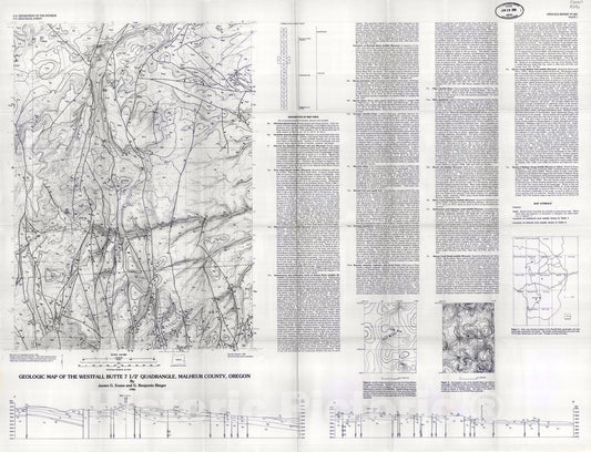 Map : Geologic map of the Westfall Butte seven 1/2' quadrangle, Malheur County, Oregon, 199seven Cartography Wall Art :