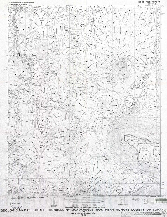 Map : Geologic map of the Mount Trumbull NW quadrangle, northern Mohave County, Arizona, 1997 Cartography Wall Art :