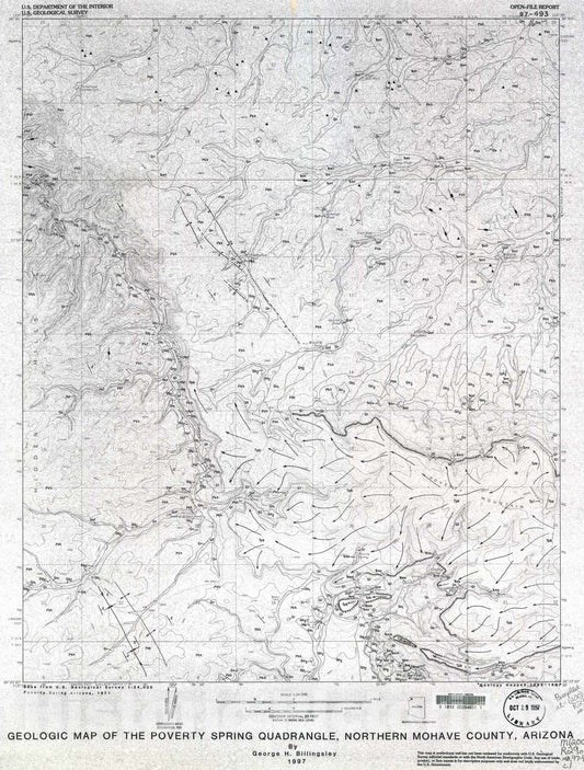 Map : Geologic map of the Poverty Spring quadrangle, northern Mohave County, Arizona, 1997 Cartography Wall Art :