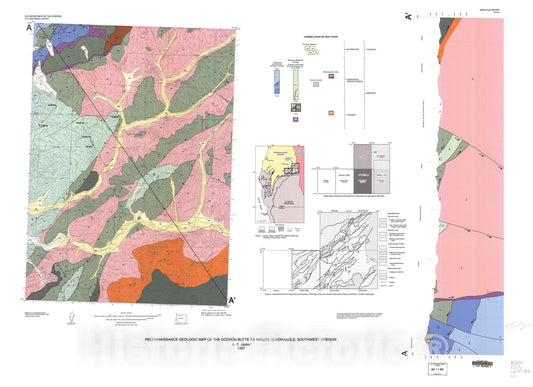 Map : Reconnaissance geologic map of the Dodson Butte 7.5 minute quadrangle, southwest Oregon, 1997 Cartography Wall Art :