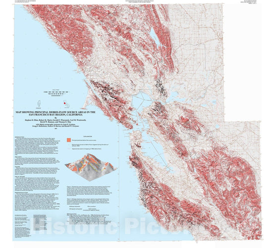 Map : Map showing principal debris-flow source areas in the San Francisco Bay region, California, 1997 Cartography Wall Art :