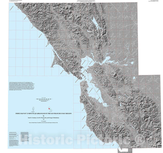 Map : Index to detailed maps of landslides in the San Francisco Bay region, California, 1997 Cartography Wall Art :