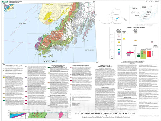 Map : Geologic map of the Seldovia quadrangle, south-central Alaska, 1999 Cartography Wall Art :