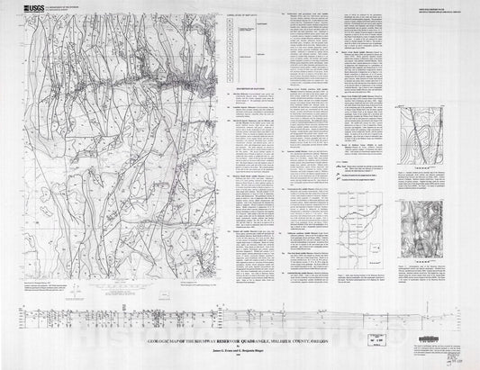 Map : Geologic map of the Shumway Reservoir quadrangle, Malheur County, Oregon, 1999 Cartography Wall Art :