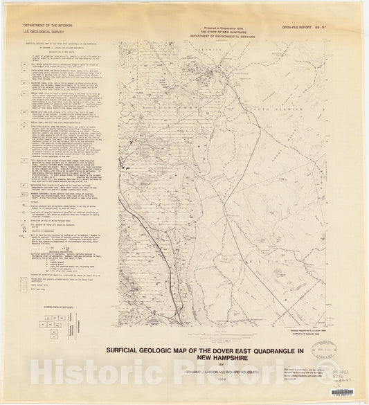 Map : Surficial geologic map of the Dover East quadrangle in New Hampshire, 1989 Cartography Wall Art :