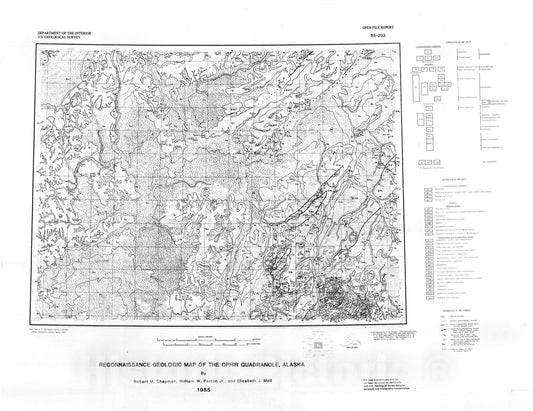 Map : Reconnaissance geologic map of the Ophir quadrangle, Alaska, 1985 Cartography Wall Art :
