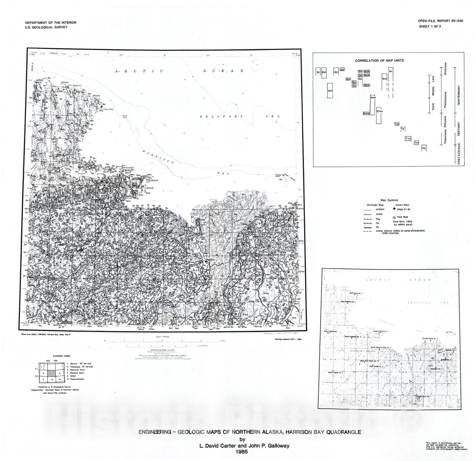 Map : Engineering-geologic maps of northern Alaska, Harrison Bay quadrangle, 1985 Cartography Wall Art :