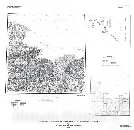 Map : Engineering-geologic maps of northern Alaska, Harrison Bay quadrangle, 1985 Cartography Wall Art :
