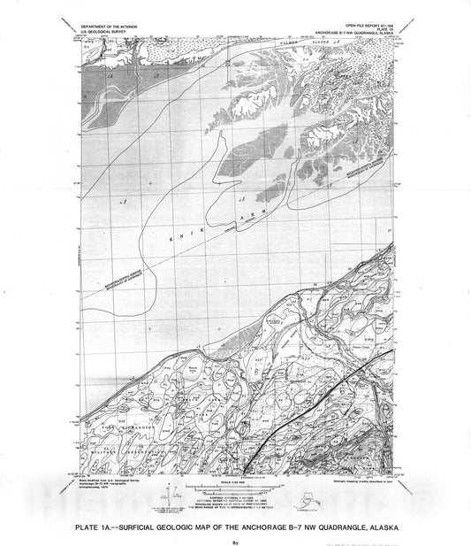 Map : Surficial geological map of the Anchorage B-7 NW quadrangle, Alaska, 1987 Cartography Wall Art :