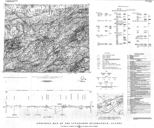 Map : Geologic map of the Livengood quadrangle, Alaska, 1992 Cartography Wall Art :