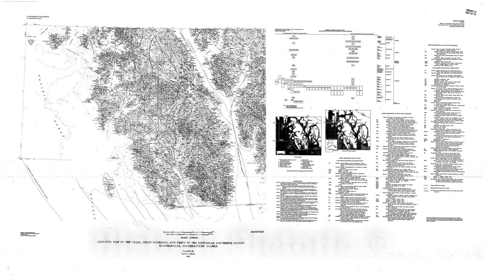 Map : Geologic map of the Craig, Dixon Entrance, and parts of the Ketchikan and Prince Rupert quadrangles, southeastern Alaska, 1995 Cartography Wall Art :