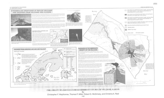 Map : Preliminary volcanic-hazard assessment for Pavlof Volcano, Alaska, 1997 Cartography Wall Art :