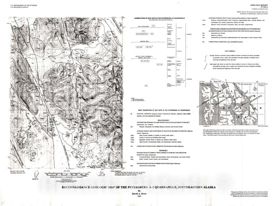 Map : Reconnaissance geologic map of the Petersburg A-2 quadrangle, southeastern Alaska, 1997 Cartography Wall Art :