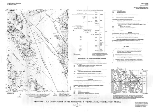 Map : Reconnaissance geologic map of the Petersburg A-3 quadrangle, southeastern Alaska, 1997 Cartography Wall Art :