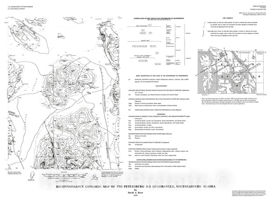 Map : Reconnaissance geologic map of the Petersburg B-2 quadrangle, southeastern Alaska, 1997 Cartography Wall Art :