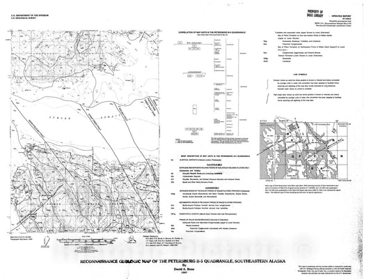 Map : Reconnaissance geologic map of the Petersburg B-5 quadrangle, southeastern Alaska, 1997 Cartography Wall Art :