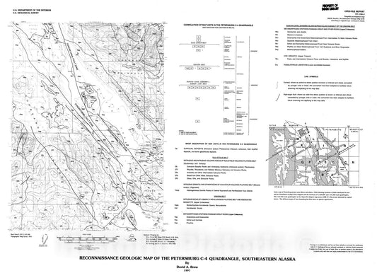 Map : Reconnaissance geologic map of the Petersburg C-4 quadrangle, southeastern Alaska, 1997 Cartography Wall Art :