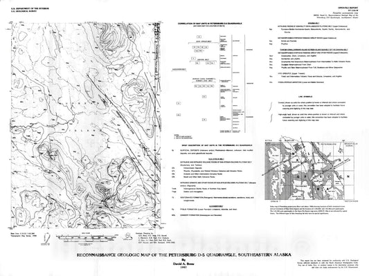 Map : Reconnaissance geologic map of the Petersburg D-5 quadrangle, southeastern Alaska, 1997 Cartography Wall Art :