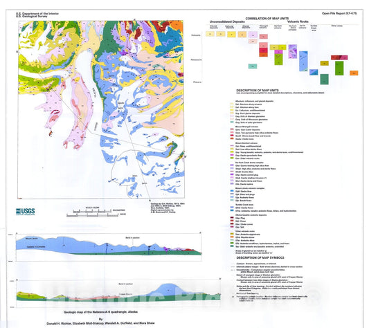 Map : Geologic map of the Nabesna A-6 quadrangle, Alaska, 1997 Cartography Wall Art :