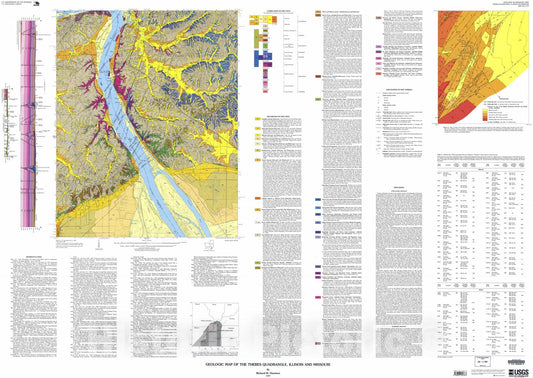 Map : Geologic map of the Thebes quadrangle, Illinois and Missouri, 1999 Cartography Wall Art :