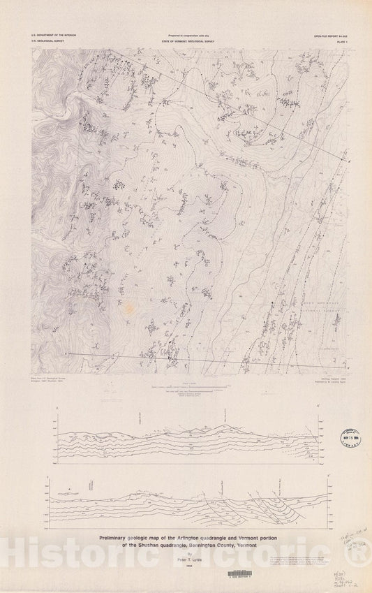 Map : Preliminary geologic map of the Arlington quadrangle and Vermont portion of the Shushan quadrangle, Bennington County, Vermont, 1994 Cartography Wall Art :
