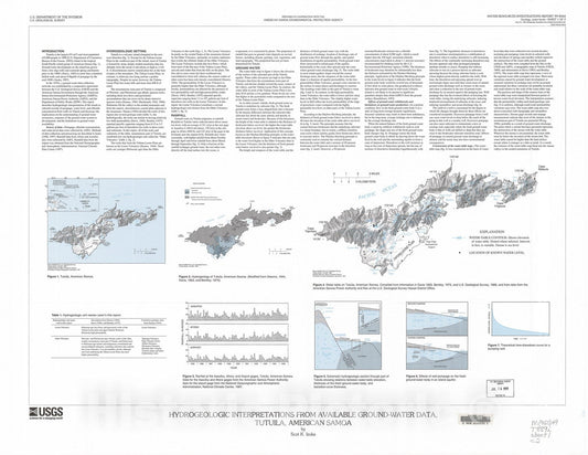 Map : Hydrogeologic interpretations from available ground-water data, Tutuila, American Samoa, 1999 Cartography Wall Art :
