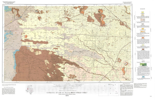 Map : Geologic atlas of Texas, Brownfield sheet, 1974 Cartography Wall Art :