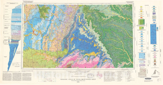 Map : Geologic atlas of Texas, Brownwood sheet, 1976 Cartography Wall Art :
