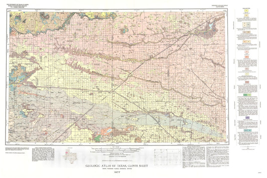 Map : Geologic atlas of Texas, Clovis sheet, 1977 Cartography Wall Art :