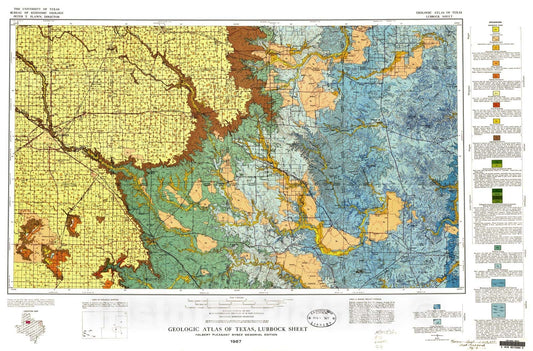 Map : Geologic atlas of Texas, Lubbock sheet (revised 1993), 1967 Cartography Wall Art :
