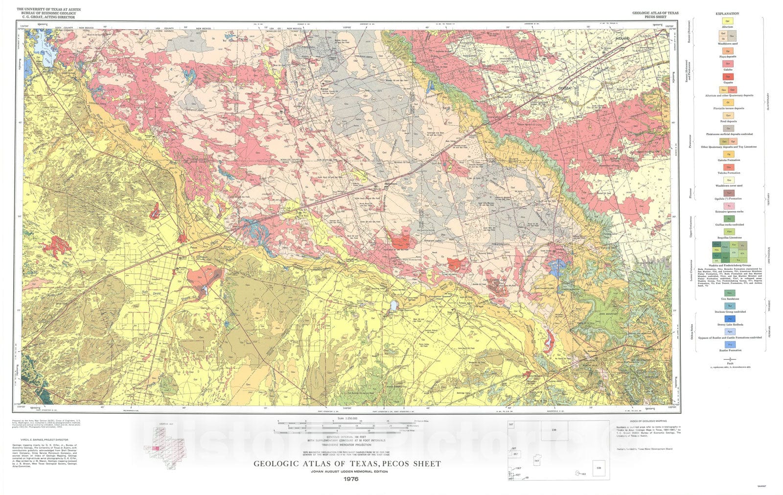 Map : Geologic atlas of Texas, Pecos sheet, 1976 Cartography Wall Art :