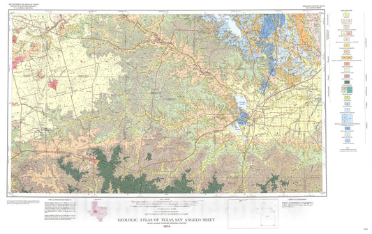 Map : Geologic atlas of Texas, San Angelo sheet, 1974 Cartography Wall Art :