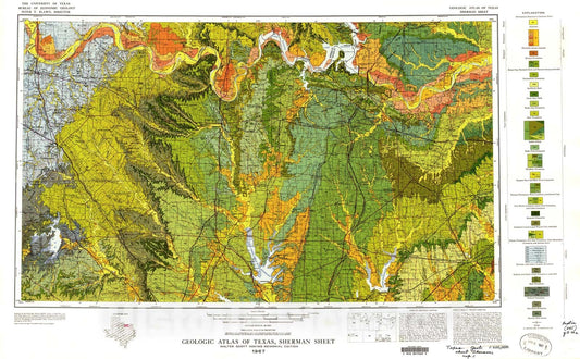 Map : Geologic atlas of Texas, Sherman sheet (revised 1991), 1967 Cartography Wall Art :