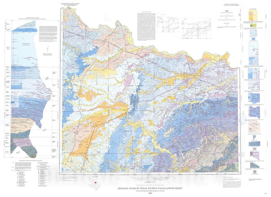 Map : Geologic atlas of Texas, Wichita Falls-Lawton sheet, 1987 Cartography Wall Art :