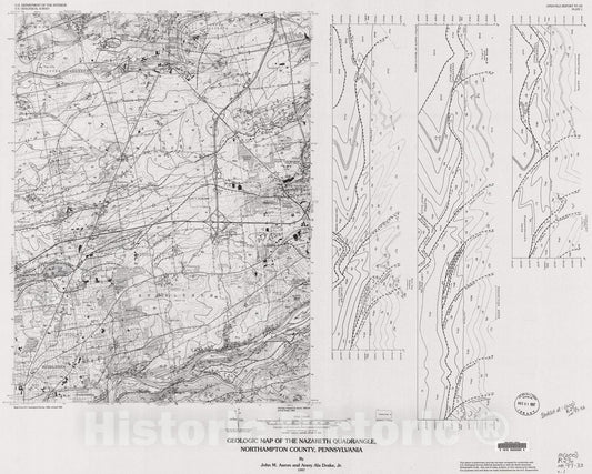 Map : Geologic map of the Nazareth quadrangle, Northampton County, Pennsylvania, 1997 Cartography Wall Art :
