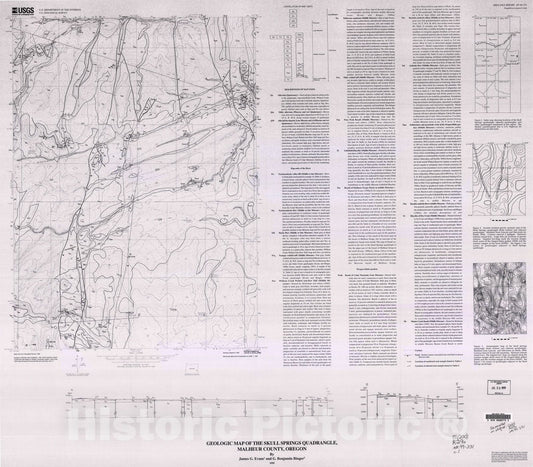 Map : Preliminary geologic map of the Skull Spring quadrangle, Malheur County, Oregon, 1999 Cartography Wall Art :