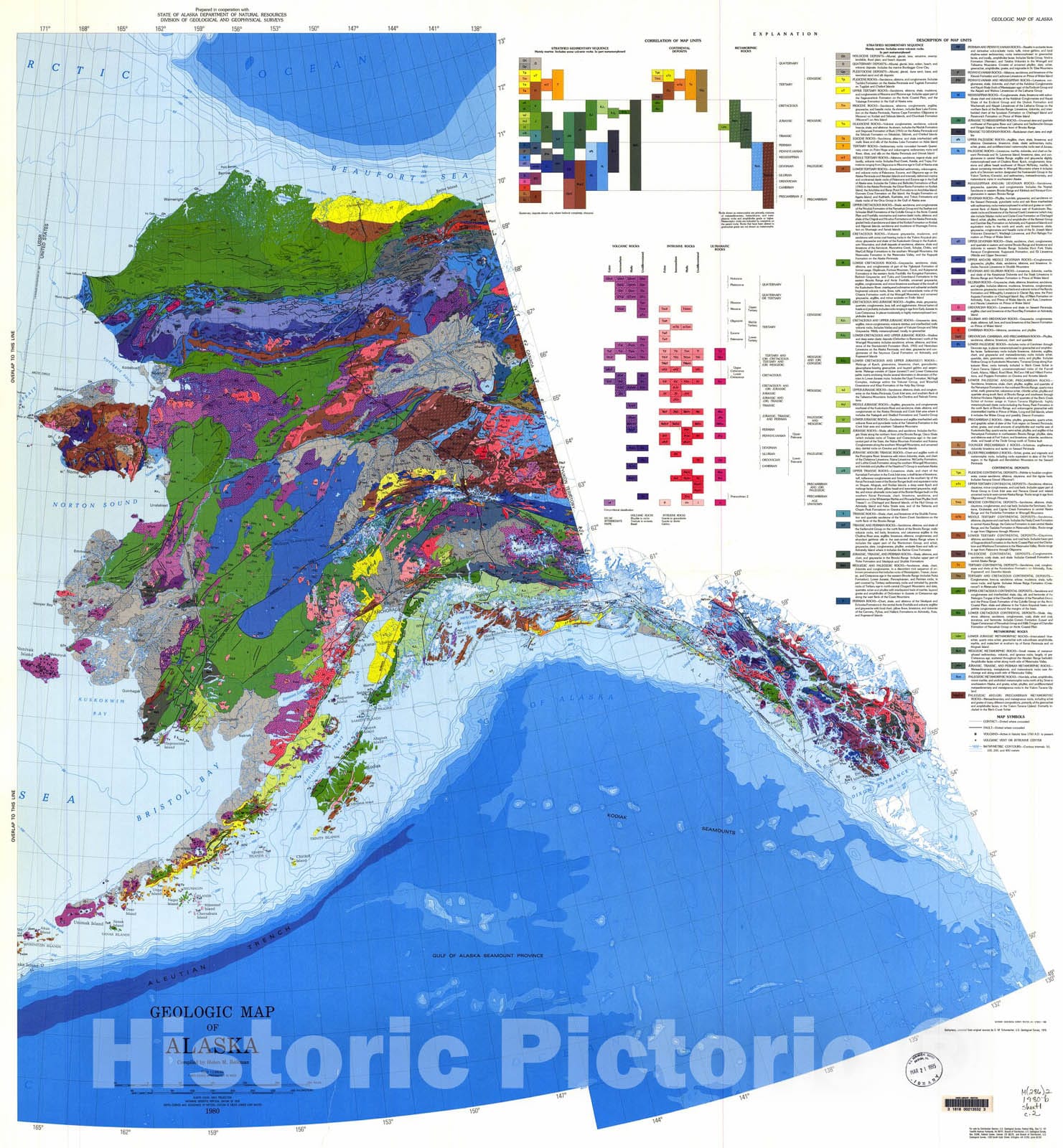 Map : Geologic map of Alaska, 1980 Cartography Wall Art :