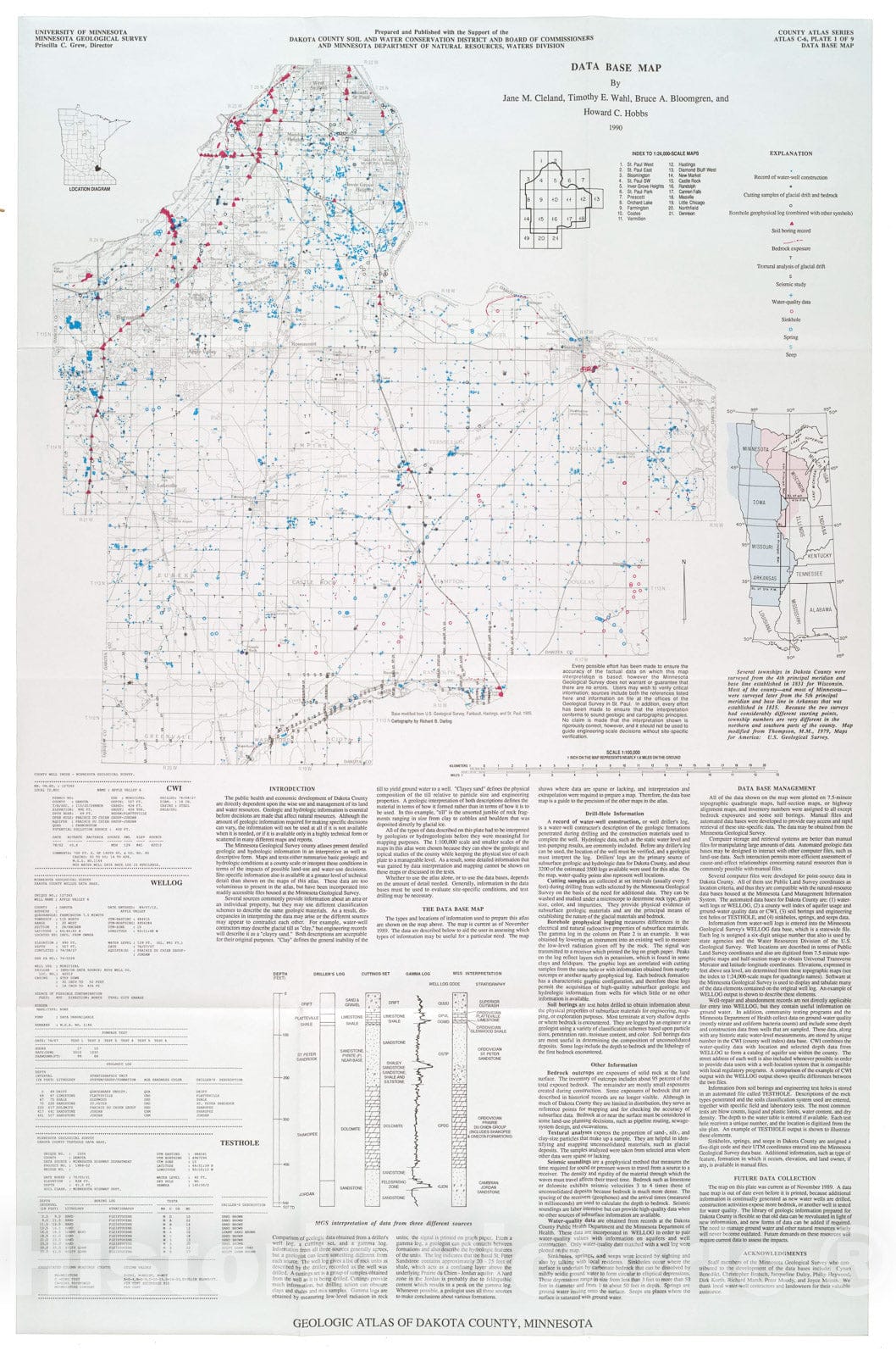 Map : Geologic atlas, Dakota County, Minnesota, 1990 Cartography Wall Art :