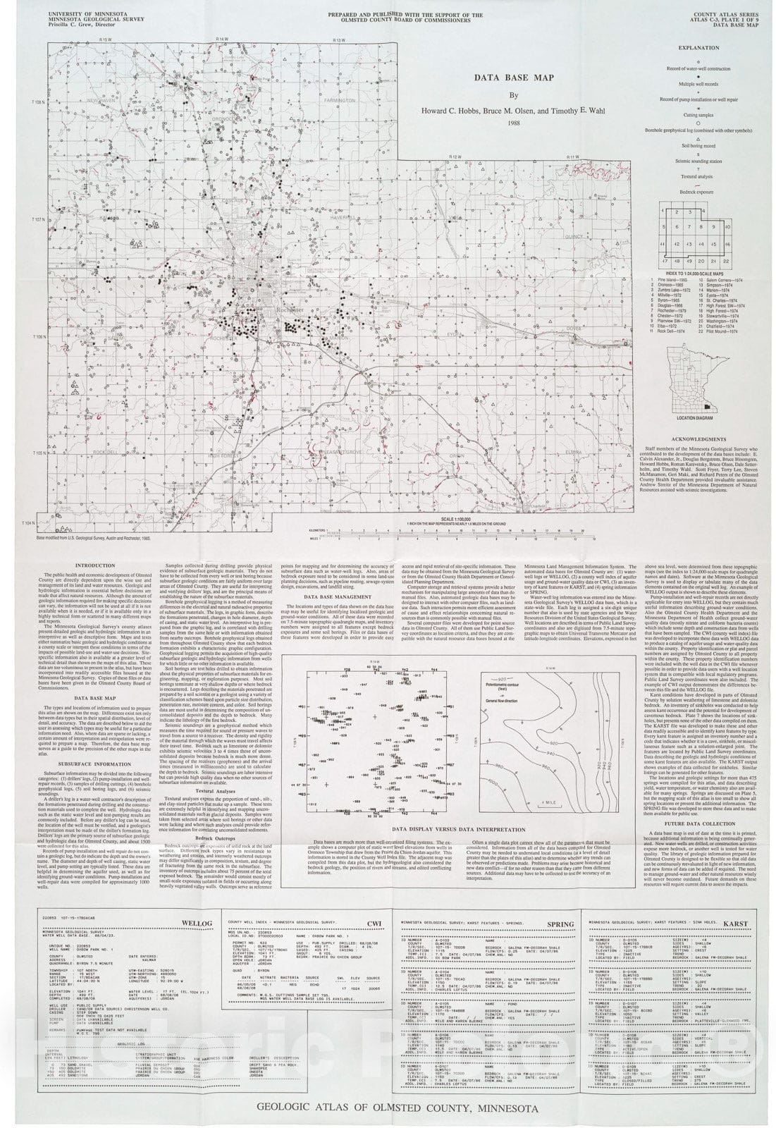 Map : Geologic atlas, Olmsted County, Minnesota, 1988 Cartography Wall Art :