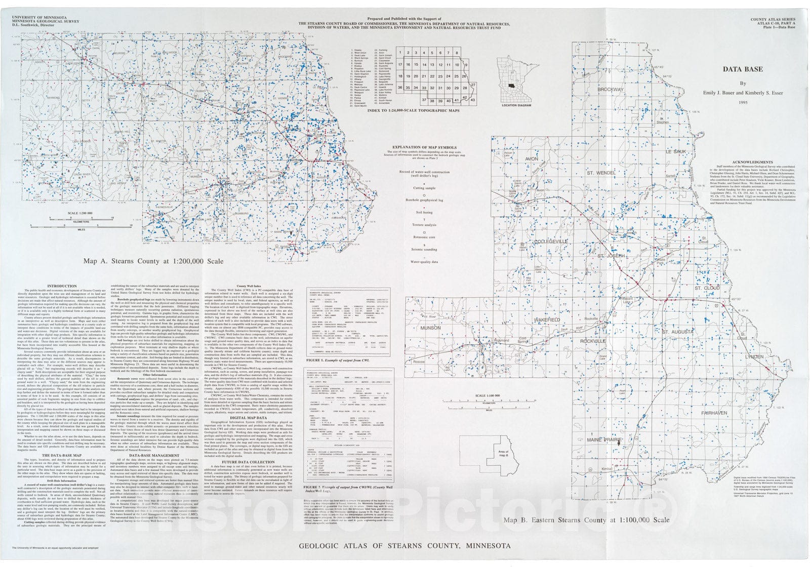 Map : Geologic atlas, Stearns County, Minnesota (Part A), 1995 Cartography Wall Art :