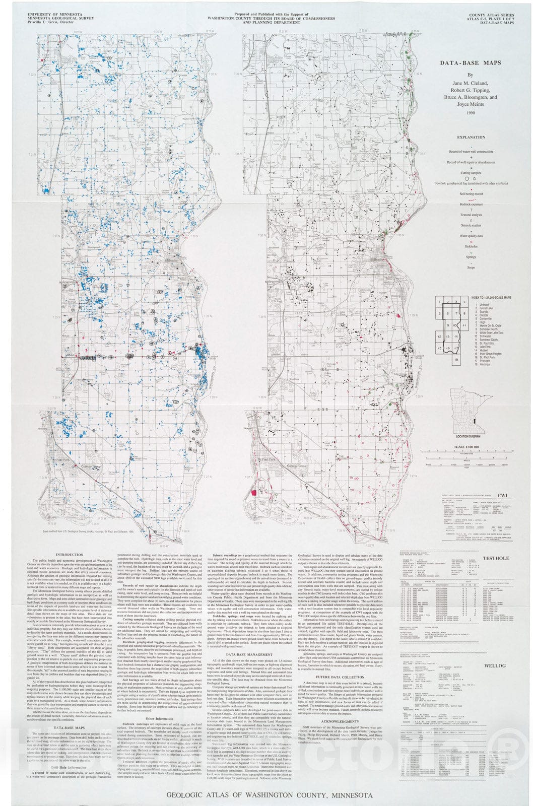 Map : Geologic atlas, Washington County, Minnesota, 1990 Cartography Wall Art :