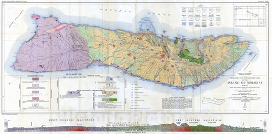 Map : Geology and ground-water resources of the Island of Molokai, Hawaii, 1947 Cartography Wall Art :