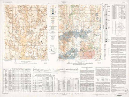 Map : Geology and coal deposits of the Hymera quadrangle, Sullivan County, Indiana, 1954 Cartography Wall Art :