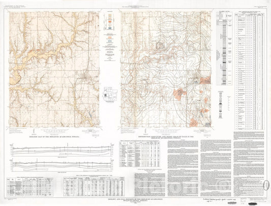 Map : Geology and coal deposits of the Shelburn quadrangle, Sullivan County, Indiana, 1954 Cartography Wall Art :