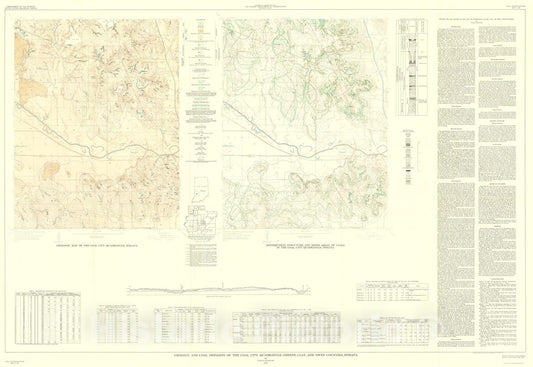 Map : Geology and coal deposits of the Coal City quadrangle, Greene, Clay, and Owen counties, Indiana, 1959 Cartography Wall Art :